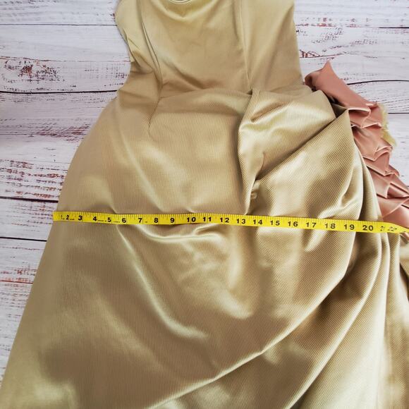 Jessica Mcclintock Formal Gold Ball Gown Sz 10 Tulle Layered Princess Maxi Dress - Picture 15 of 16